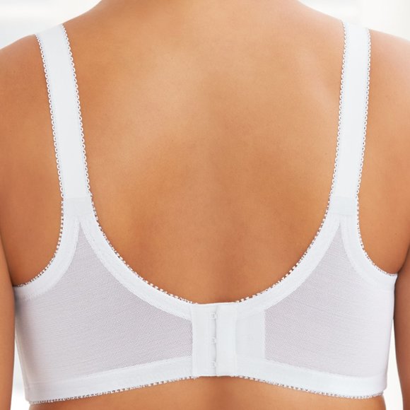 Glamorise 44C COMFORT LIFT Bra ~Romantic-Lace~ Wireless (SIDE-BONES) White NEW - Picture 4 of 16